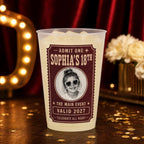 Personalized Birthday Photo Frosted Cups, Custom Childhood Picture Party Cups, Milestone Birthday Favors, Retro Face Drinkware