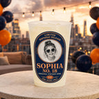 Personalized Birthday Photo Frosted Cups, Custom Childhood Picture Party Cups, Milestone Birthday Favors, Retro Face Drinkware