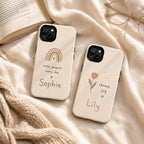 Custom Motivational Phone Case, Personalized Positive Quote iPhone Case, Minimal Doodle Name Case Gift