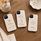 Custom Motivational Phone Case, Personalized Positive Quote iPhone Case, Minimal Doodle Name Case Gift