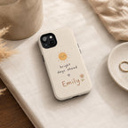 Custom Motivational Phone Case, Personalized Positive Quote iPhone Case, Minimal Doodle Name Case Gift