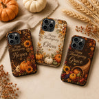 Custom Thanksgiving Phone Case, Personalized Harvest Feast iPhone Case, Turkey Autumn Dinner Gift