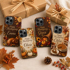 Custom Thanksgiving Phone Case, Personalized Harvest Feast iPhone Case, Turkey Autumn Dinner Gift