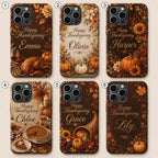 Custom Thanksgiving Phone Case, Personalized Harvest Feast iPhone Case, Turkey Autumn Dinner Gift