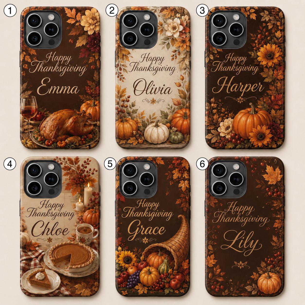 Custom Thanksgiving Phone Case, Personalized Harvest Feast iPhone Case, Turkey Autumn Dinner Gift