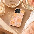 Custom Sun Phone Case, Personalized Celestial Floral iPhone Case, Boho Sunshine Name Case Gift