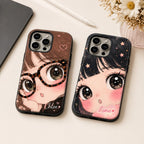 Custom Kawaii Girl Phone Case, Personalized Big Eye Anime iPhone Case, Cute Name Case Gift for Her