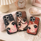 Custom Kawaii Girl Phone Case, Personalized Big Eye Anime iPhone Case, Cute Name Case Gift for Her