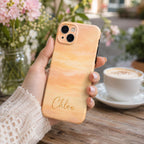 Custom Sunset Phone Case, Personalized Watercolor Sky iPhone Case, Pastel Cloud Name Case Gift for Her