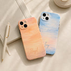 Custom Sunset Phone Case, Personalized Watercolor Sky iPhone Case, Pastel Cloud Name Case Gift for Her