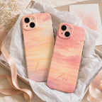 Custom Sunset Phone Case, Personalized Watercolor Sky iPhone Case, Pastel Cloud Name Case Gift for Her