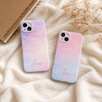 Custom Pastel Phone Case, Personalized Watercolor Sky iPhone Case, Minimal Name Case Gift For Her