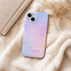 Custom Pastel Phone Case, Personalized Watercolor Sky iPhone Case, Minimal Name Case Gift For Her