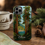 Custom Nature Phone Case, Personalized Mosaic iPhone Case, Forest Mountain Ocean Name Case Gift For Her