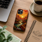 Custom Nature Phone Case, Personalized Mosaic iPhone Case, Forest Mountain Ocean Name Case Gift For Her