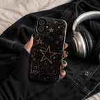 Custom Gothic Star Phone Case, Grunge Punk iPhone Case, Witchy Skull Black Case Gift