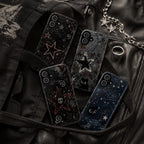 Custom Gothic Star Phone Case, Grunge Punk iPhone Case, Witchy Skull Black Case Gift