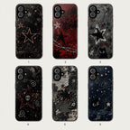 Custom Gothic Star Phone Case, Grunge Punk iPhone Case, Witchy Skull Black Case Gift