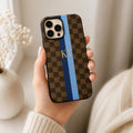 Custom Checkered Phone Case, Personalized Monogram iPhone Case, Preppy Stripe Initial Case Gift