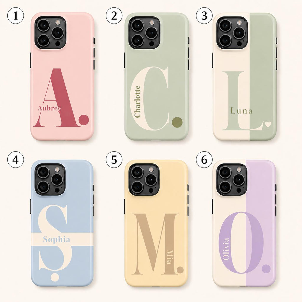 Custom Monogram Phone Case, Personalized Initial iPhone Case, Minimal Name Case Gift For Her