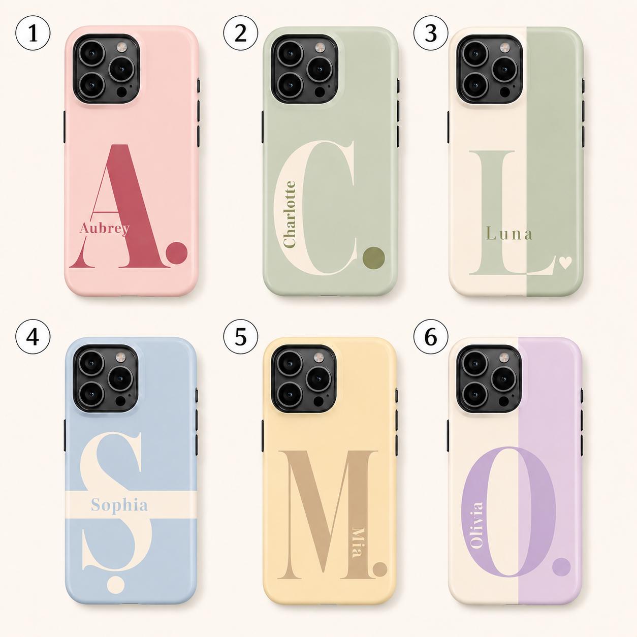 Custom Monogram Phone Case, Personalized Initial iPhone Case, Minimal Name Case Gift For Her