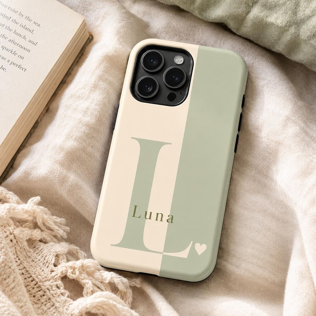 Custom Monogram Phone Case, Personalized Initial iPhone Case, Minimal Name Case Gift For Her