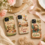 Custom Monkey Phone Case, Personalized Cute Animal iPhone Case, Jungle Safari Name Case Gift
