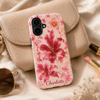 Custom Floral Phone Case, Personalized Lily iPhone Case, Watercolor Flower Name Case Gift For Her