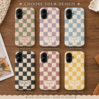 Custom Checkered Phone Case, Personalized Gingham iPhone Case, Plaid Name Case Gift For Her