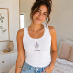 Custom Birth Flower Embroidered Tank Top, Personalized Lace Cami, Wildflower Date Shirt, State Flower Gift