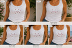 Custom Tiny Embroidered Tank Top, Personalized Lace Cami, Mini Heart Cherry Flower Shell Shirt Gift