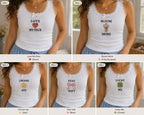 Custom Positive Quote Embroidered Tank Top, Personalized Lace Cami, Heart Tulip Sun Bow Clover Shirt Gift