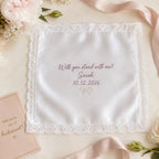 Bridesmaid Proposal Embroidered Handkerchief, Personalized Wedding Hanky, Satin Lace Keepsake Gift for Maid of Honor