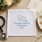 Nurse Appreciation Embroidered Handkerchief, Personalized Thank You Hanky, Custom Nurse Graduation Gift