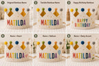 Personalized Rainbow Name Birthday Crown, Embroidered Linen-Look Kids Crown, Reusable First Birthday Party Hat, Baby Keepsake