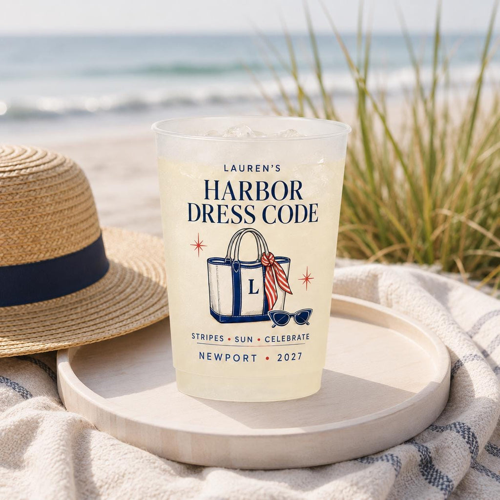 Personalized Coastal Bachelorette Frosted Cups, Newport Harbor Bach Party Cups, Custom Bride Weekend Favors, Nautical Girls Trip Drinkware