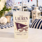 Personalized Coastal Bachelorette Frosted Cups, Newport Harbor Bach Party Cups, Custom Bride Weekend Favors, Nautical Girls Trip Drinkware