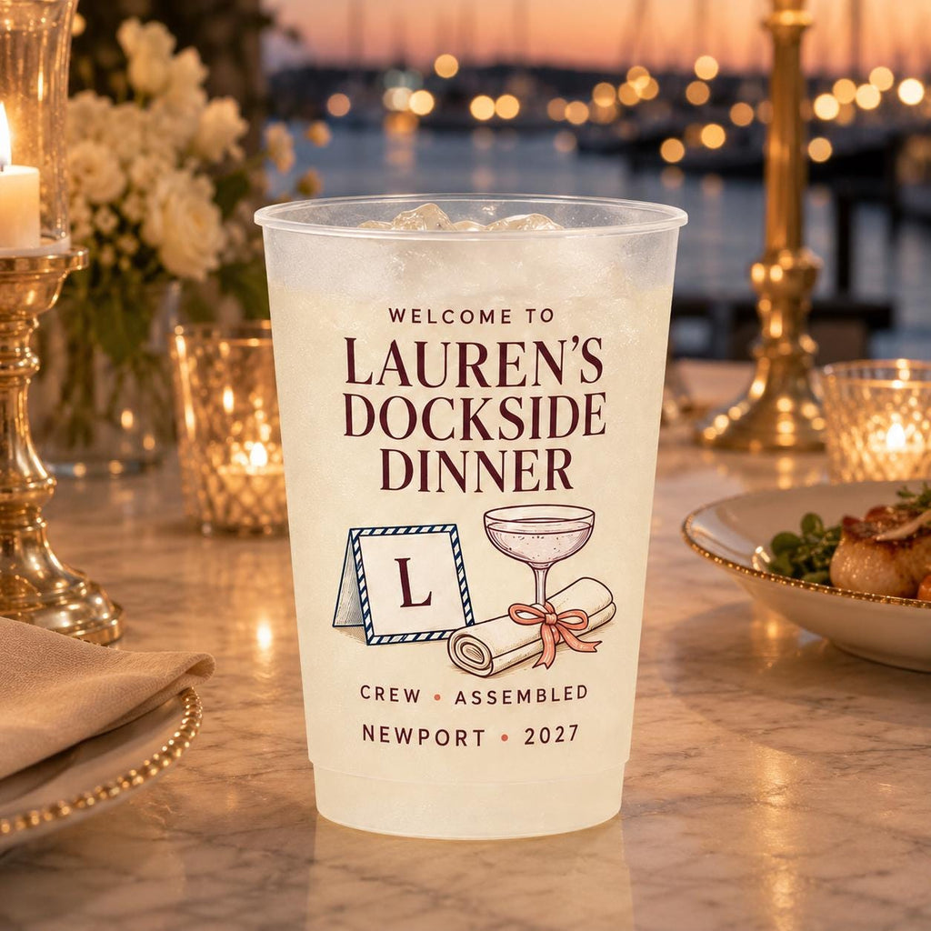 Personalized Coastal Bachelorette Frosted Cups, Newport Harbor Bach Party Cups, Custom Bride Weekend Favors, Nautical Girls Trip Drinkware