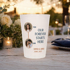 Personalized Wedding Photo Frosted Cups, Then and Now Couple Cups, Custom Childhood Picture Wedding Favors, Bridal Shower Cups