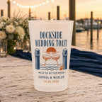 Personalized Crab Wedding Frosted Cups, Coastal Wedding Party Cups, Custom Beach Reception Favors, Bayfront Cocktail Hour Cups
