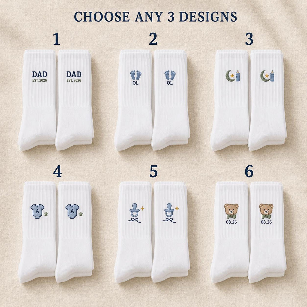 Personalized New Dad Socks, Custom Dad Est 2026 Embroidered Crew Socks, First Father’s Day Pregnancy Announcement Gift