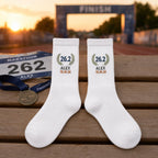 Personalized Race Finisher Embroidered Socks, Custom Marathon 26.2 Half Marathon 13.1 5K 10K Runner Gift with Name and Date