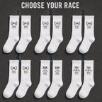 Personalized Race Finisher Embroidered Socks, Custom Marathon 26.2 Half Marathon 13.1 5K 10K Runner Gift with Name and Date