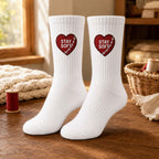 Personalized Heart Embroidered Socks, Custom Secret Message Socks, Valentine Gift for Her, Galentine Best Friend Gift