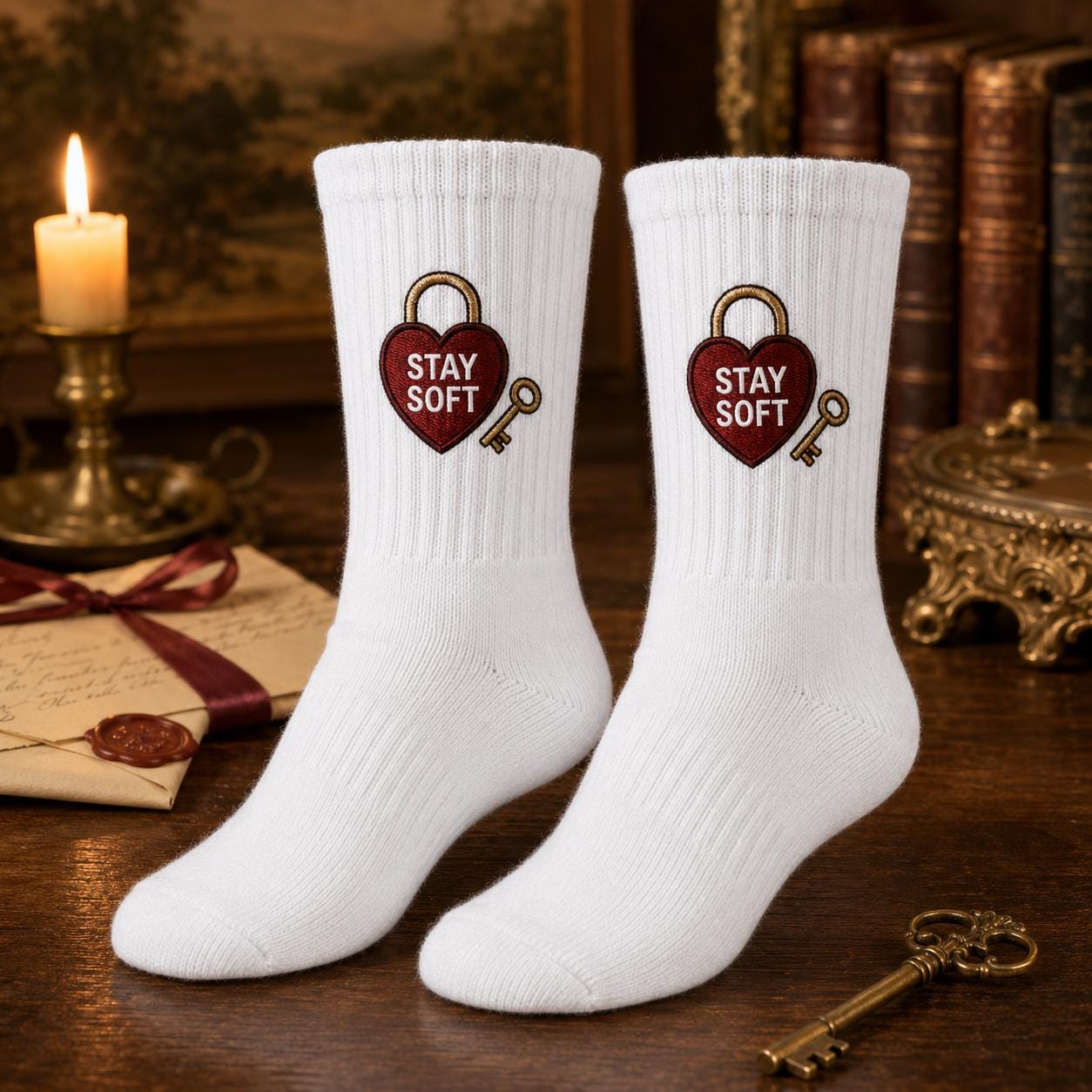Personalized Heart Embroidered Socks, Custom Secret Message Socks, Valentine Gift for Her, Galentine Best Friend Gift