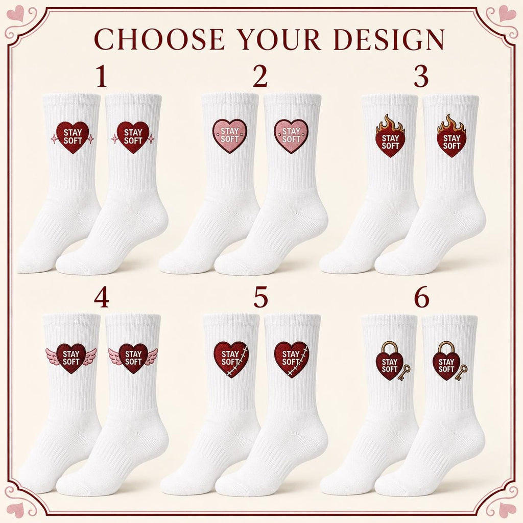Personalized Heart Embroidered Socks, Custom Secret Message Socks, Valentine Gift for Her, Galentine Best Friend Gift