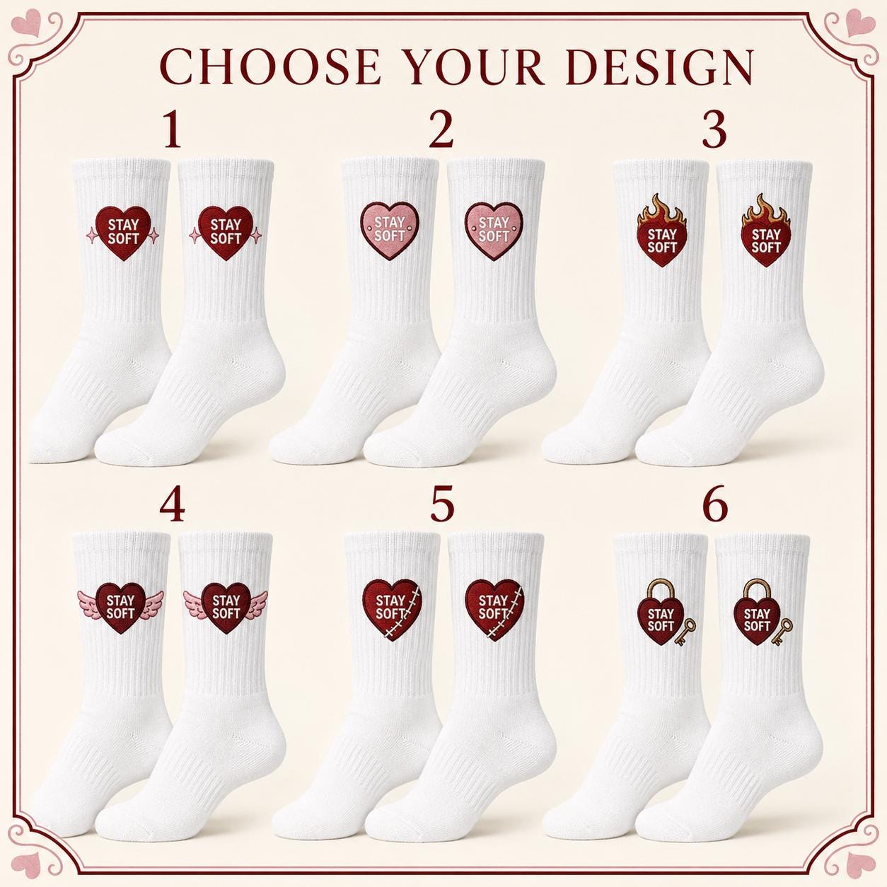 Personalized Heart Embroidered Socks, Custom Secret Message Socks, Valentine Gift for Her, Galentine Best Friend Gift