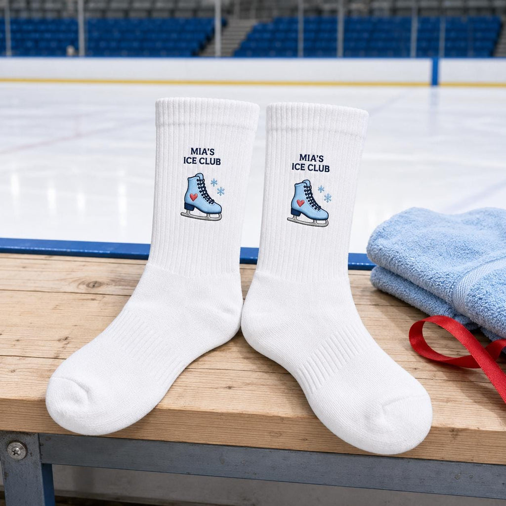 Personalized Ice Skating Embroidered Socks, Custom Figure Skater Gift, Skating Coach Gift, Ice Rink Team Socks