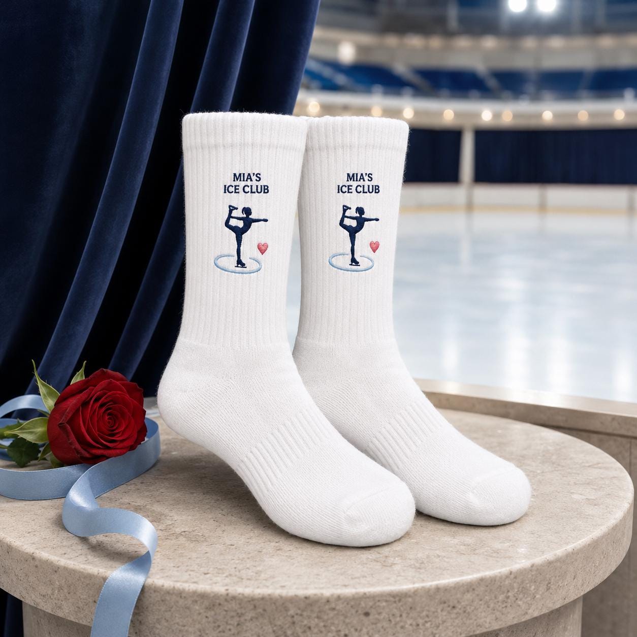Personalized Ice Skating Embroidered Socks, Custom Figure Skater Gift, Skating Coach Gift, Ice Rink Team Socks
