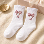 Personalized Birth Month Bow Embroidered Socks, Custom Initial Coquette Socks, Birthday Gift for Her, Bridesmaid Gift